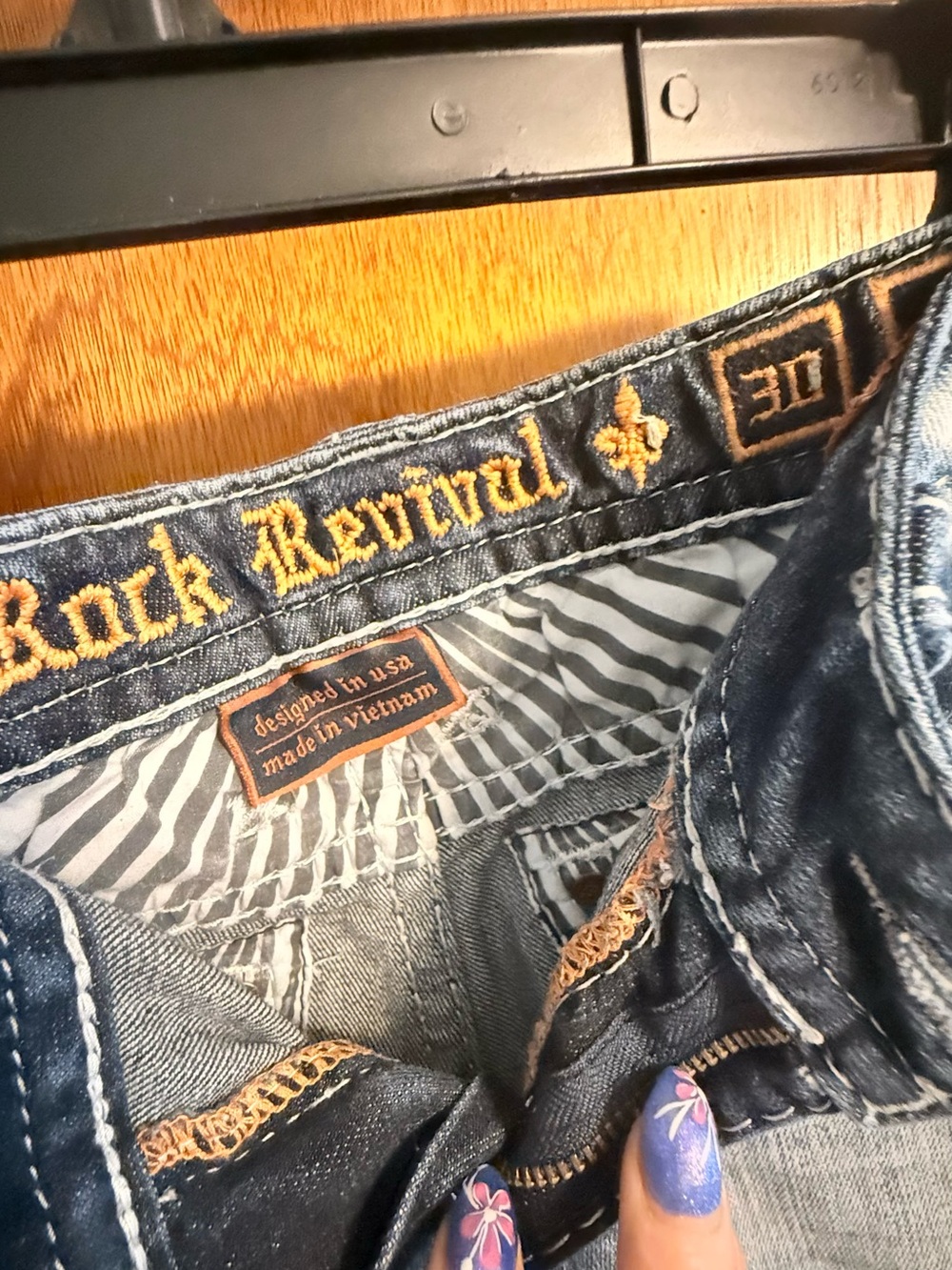 Rock Revival Light Blue Embellished Denim Shorts - Picture 4 of 7